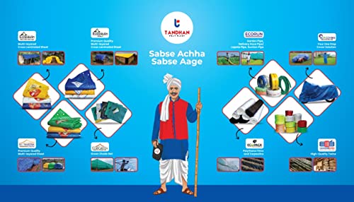 Image of Ecoraksha Gold Premium Multilayer Eco-Friendly Tarpaulin Sheet Waterproof Tirpal Heavy Duty 12 X 12 Ft Poly Tadpatri - Multipurpose 250 GSM Plastic Cover Tharpai, Thadika, Tarp (Blue)