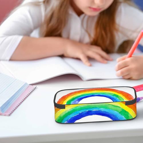 Image of Rainbow Pencil Case Happy Mood Hope Colorful Pencil Bag Pouch Box Organizer for College School Students Boy Girl