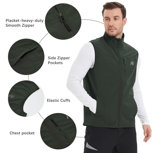 Meetwee Men'S Outerwear Vests Windproof Golf Fleece-Lined With Zipper Pockets Softshell Sleeveless Jacket For Outdoor thumb #2