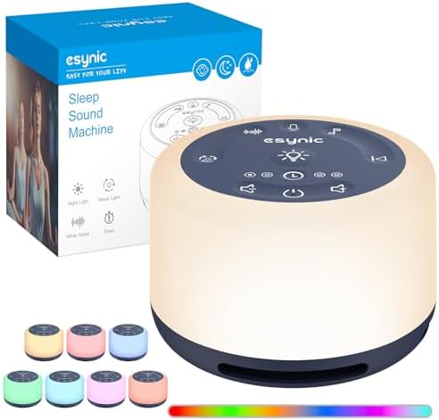 Máquina de Ruido Blanco eSynic Máquina de Sonido Portátil para Dormir para Bebé con 30 Tipos de Sonidos Relajantes, Luz Nocturna ...