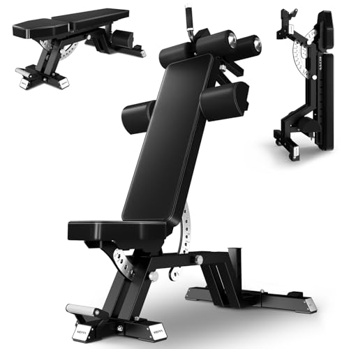 KeppiFitness Weight Bench - 1500LBS Capacity Workout Bench, 17” Bench Press Height, 11+8 Adjustable Weight Bench with Flat/Incline/Decline Angle and Vertical Storage - Bench6000 Series Black