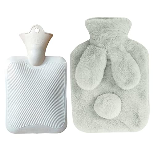 Hot Water Bottles | Faux Fur Pom Pom Hot Water Bottle, Plush Animal Hot Water Bottle With Cover, Comfort Warmth Leak Proof Hot Water Bottle Relief From Back, Neck, And Leg Muscle Pain And Cramps #TOP7