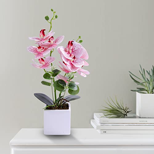 Artificial Flower Bonsai With White Pot, Real Touch Faux Orchid Flower Arrangement Fake Phalaenopsis For Table Centerpiece Office Home Wedding Party Indoor Decor… #TOP4