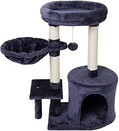 KIYUMI Cat Tree Cat Tower Condo with Sisal Scratching Post for Indoor Cats Cat Tree Cat Furniture with Hammock Perch and Kitten Ball Toys, Multi-Level Pet Activity Center