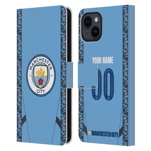 Coque Manchester City iPhone 15 étui en cuir premium personnalisé Head Case Designs