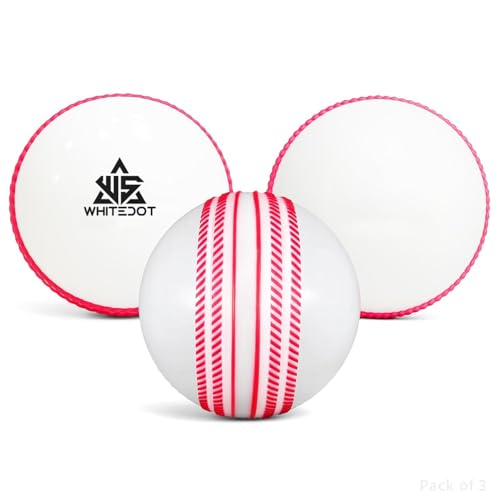 Image of Whitedot Synthetic Rubber Practice Cricket Ball /Wind Balls (90 GMS) for - Indoor & Outdoor Street & Beach Cricket (Pack of 3) (White)