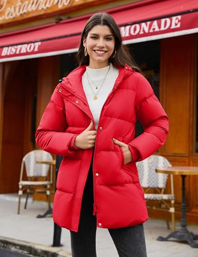 YUCOLEN Women's Long Winter Down Coats Puffer Thicken Parka with Hood Waterproof Warm Jackets Fashion Outwear DarkGrey S4