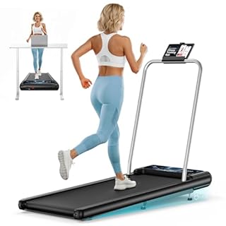 HCOIW Walking Treadmill Pad with Incline - Portable Under Desk Treadmill, Walking Mat Pad with Handle Bar, 2.5HP Low Noise, 2 in 1 Treadmills for Home Office, Remote Control with LED Screen 270LBS