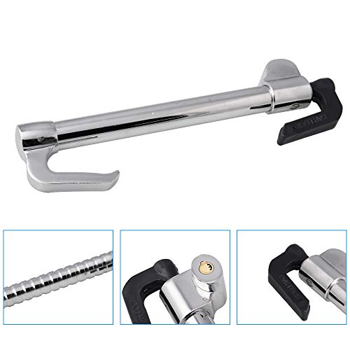 Universal Vehicle Anti-Theft Lock, Steering Wheel And Car Pedal Security Locker, Easy Installation And Not-Easy Broken, Stainless Steel Design, Length Adjustable From 14" To 34" (Silver) #TOP5