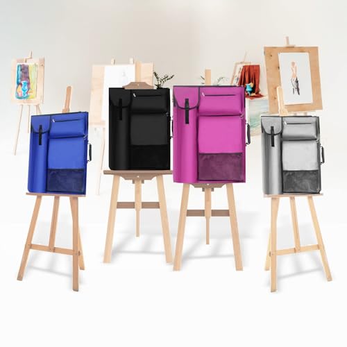 Image of TreochtFUN Art Portfolio Case 19 x 25 - Large Drawing Portfolio with Backpack & Tote Bag for Artist Supplies (Gray)