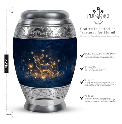 Image of Deer Urn Small Urns for Women Human Ashes 1 Large & 4 Small | Large Funeral Urn for Mom & Dad, Large Cremation Urns, Adult Large Urns for Male & Female