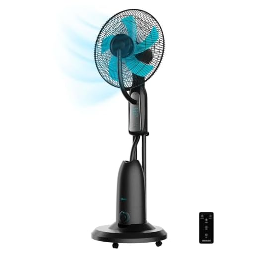 Cecotec Ventilador Nebulizador de Agua con Mando a Distancia EnergySilence 490 Freshessence. 90W, Diámetro 16", 5 Aspas, Depósito de 2,8L, Temporizador 7,5h, Indicador LED y Oscilación