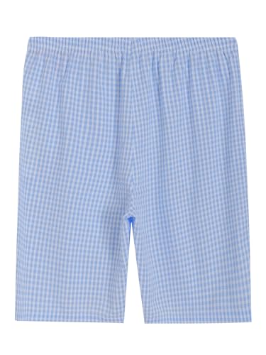 Latuza Women's Cotton Bermuda Long Pajama Shorts Seersucker PJ Sleep Shorts L Light Blue Plaid