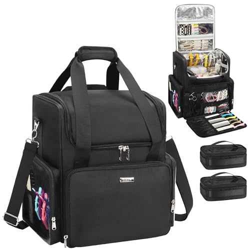 Relavel Hair Tools Travel Hairstylist Traveling Bag with 2 Pcs Small Bags, Hairdresser Cosmetology Bag Storage Organizer Case for Hair Stylist Essentials, Barber Accessories with Shoulder Strap
