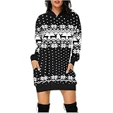Damen Sportbekleidung Langarm Rundhalskleid Fashion Christmas Hoodie Bag Hip Pocket Print Hoodie Fashion Dress Sportbekleidung Damen Set GroßE GrößEn DE3261
