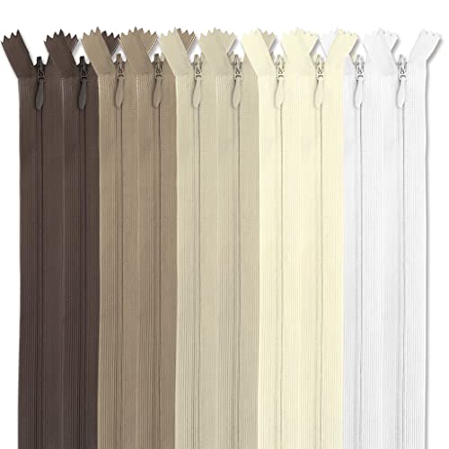 MARARDI [Pack 10] Cremalleras Invisibles [Nude] de Nailon [15 cm] Costura y Manualidades para Ropa Tela Bolsos Estuches Cinta Para Coser a Máquina Patchwork Algodón con Cierre Metálico
