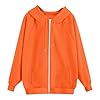 Yinguo Jumpers For Women Uk, Hoodies For Women Uk Oversized Hoodie Zip Up Sweatshirts Trendy Casual Loose Long Sleeve Crewneck Pullover Comfy Fall Winter Cloth Fashion Ladies Outfit, Orange M #2