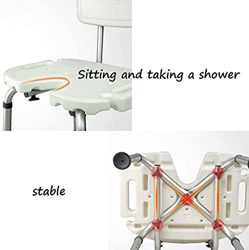 Fehun Bath Stools,Shower Stool Bath Chair Bath Seat With Backrest Non-Slip Height-Adjustable Lightweight Aluminum For The Elderly Handicapped Woman Wears 150 Kg Of #TOP3