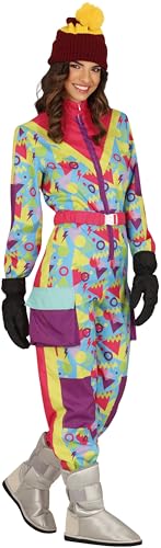 FIESTAS GUIRCA Déguisement rétro pour femme - Costume de ski coloré des années 80 - Costume amusant pour femme - Survêtement de skieur de snowboard des années 90 Taille M