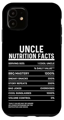 Uncle Nutrition Facts Funny Graphic Hombres Niños Niños Carcasa para iPhone 11