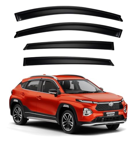 Image of Premium Smoke Car Door Visor Front+Rear Sun /Rain Guard Outside Mount Tape-On Window Visors Compatible with Toyo-ta Urban Cruiser Taisor (2025-2026)