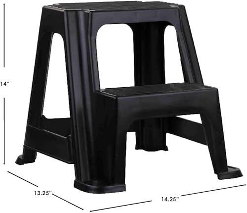 Miniatura 7 de Home Basics Taburete de 2 escaleras, soporta hasta 250 libras, resistente, ligero, de goma antideslizante, taburete seguro para adultos y niños,