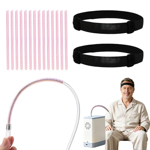 ZXMOBY Oxygen Tubing Accessory Kit - 2 Pcs Ear Protector Headbands & 14 Pcs Anti-Kink Straighteners Adjustable Cannula Holder for Comfort Prevents Kinks & Ear Pain for Home & Portable Concentrators