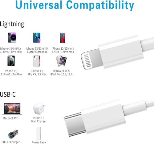 Image of AILKIN USB C to Lightning MFI CERTIFIED, 27W Cable Compatible for iPhone 14 /13 /12 /11 Pro Max /XS MAX /XR /XS /X /8 /iPad & iPod, Fast Charging Lightning Cable, Durable Lightning Cable.