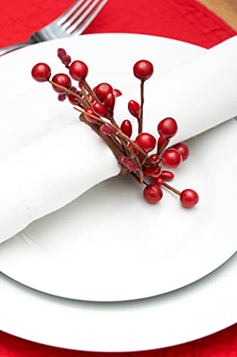 C&F Home Berries Wreath Xmas Holiday Christmas Red Brown Lodge Hand Crafted Decor Decoration Parties Occasion Napkin Ring Set Of 4 Napkin Ring Set Of 4 Multicolor #TOP3