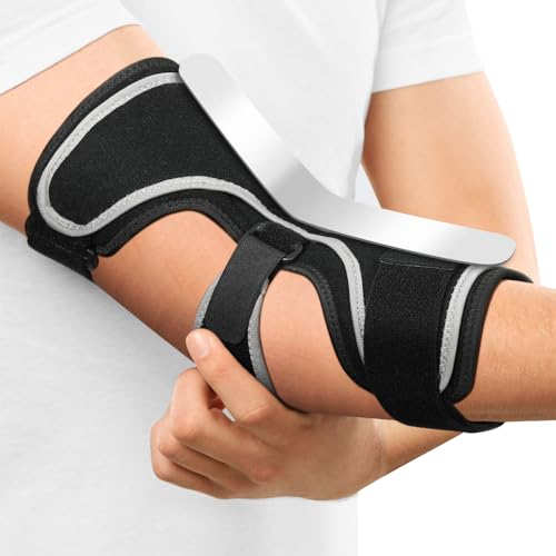 FORTEMOTUS Codera Férula, Síndrome de Túnel Cubital, Codo, Ortesis para Noche, día, ángulo Ajustable, Tendinitis, Brazalete para Brazo Izquierdo, Derecho, Mujer, Hombre, L