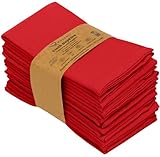 Ruvanti Cloth Napkins Set of 12, 18x18 Inches Napkins Cloth Washable, Soft, Durable, Absorbent, Cotton Blend. Table Dinner Napkins Cloth for Hotel, Weddings, Dinner, Christmas Parties - Red