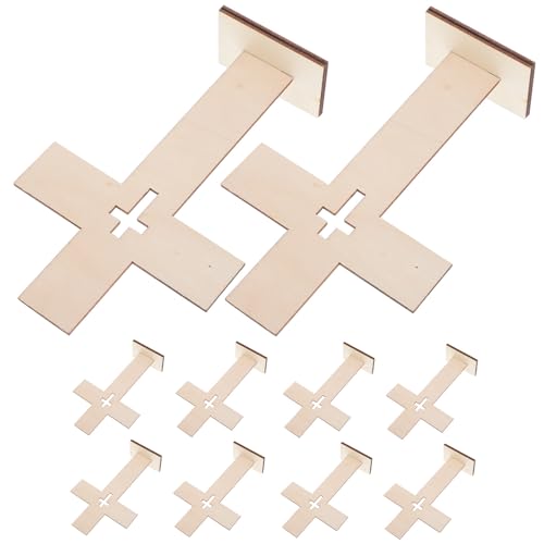 Angoily 10 Piezas de Cruz de Madera sin Terminar Tamaño 6, Adorno Rústico para Decoración de Escritorio y Manualidades, Artesanía Religiosa Adecuado para Hogar y Eventos