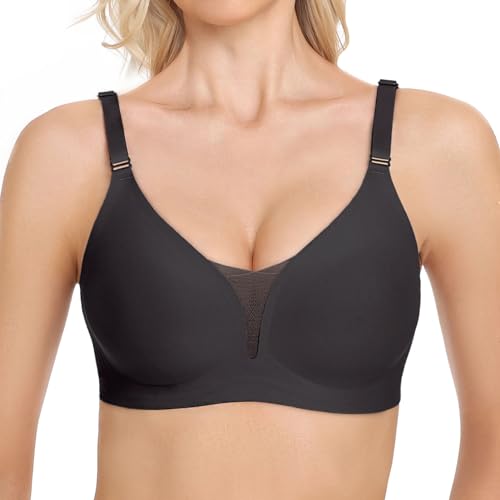 Image of Gailife Mesh Bras for Women No Underwire Wireless Comfort Lift Push Up Bralettes for Women with Support and Bra Extender-XL,BK Black