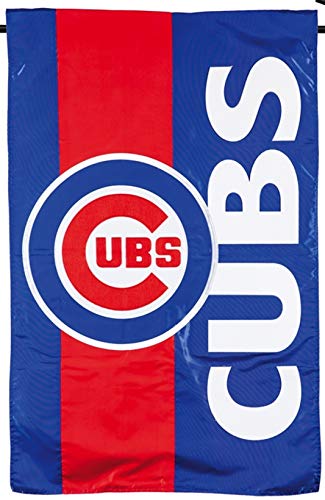 Chicago Cubs Premium 2-sided Garden Flag Banner, Embroidered Applique, 13x18 Inch, Display Stand Sold Seperately, Officially Licensed