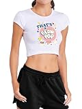 Popfunk Tootsie Roll Thats A Blow Pop Women's Cap Sleeve Baby Rib Crop Top, White, Small