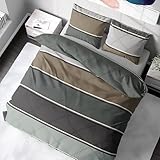 DILIOS Premium Bettwäsche 135x200 – 100% Baumwolle, ÖKO-TEX Zertifiziert, Renforcé, Atmungsaktiv & Antiallergisch, mit Reißverschluss, 2teilig – Bettbezug + Kissenbezug 80x80, Braun, Grün