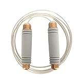 HSKB Springen Seil, Verstellbare Springseil Bunt Springschnur mit Vase Holzgriff und Baumwollseil, ideal für Fitness Training/ Spiel/ Fett Brennen Übung (E)