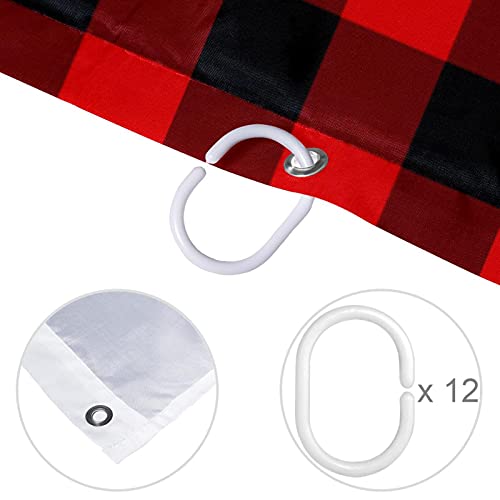 Rideaux de douche imperméables et sans odeur de 182 cm pour baignoire avec 12 anneaux