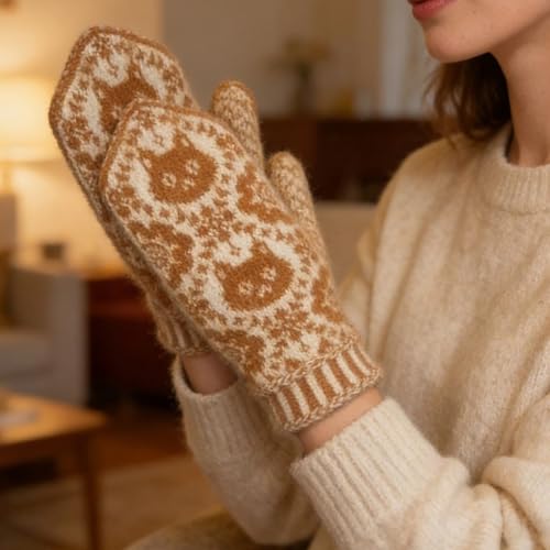 Mitones de invierno gruesos e impermeables para mujer con forro térmico 3
