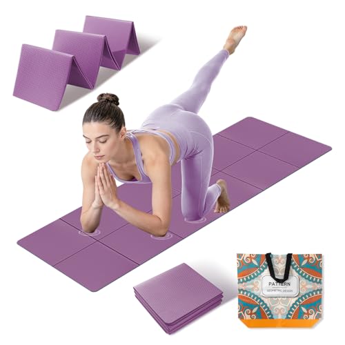 Foldable Yoga Mat Purple Thick Non-Slip Exercise Mat