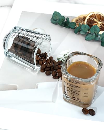 Image of Shot Glass Measuring Cup Set, 2 Pack 2 Oz Square Espresso Glasses (Black)