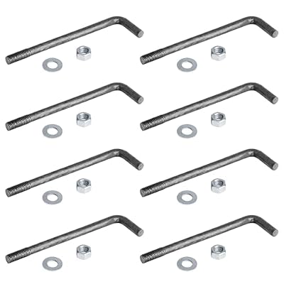 8 Pack 10 x 5/8-11 L-Shape Concrete Anchor Bolts, Threaded Bent Hook Bolts