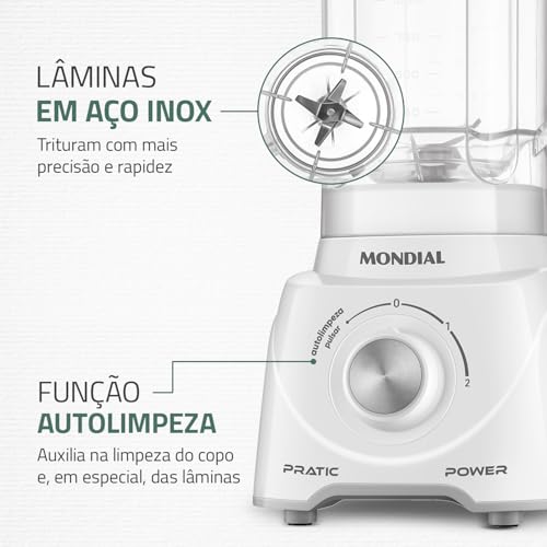 Liquidificador Pratic Power, Mondial, Branco, 550W, 110V - L-97-W