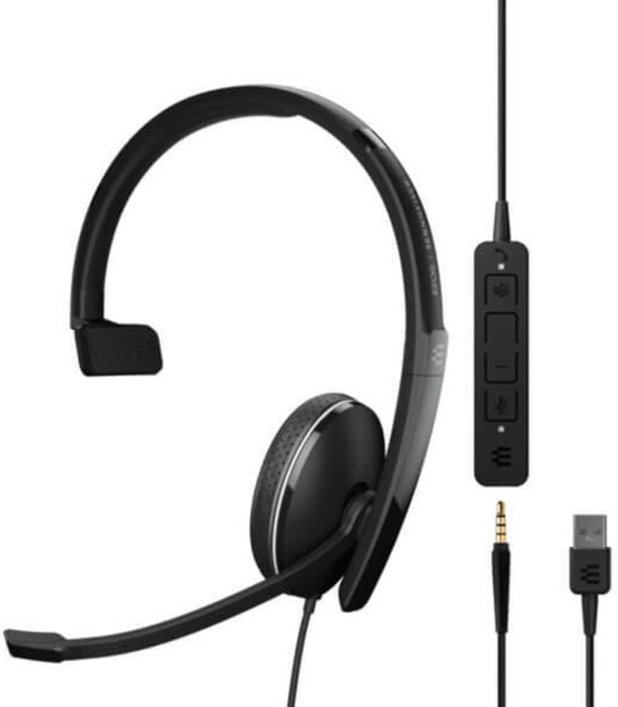 EPOS | Sennheiser Adapt 135T USB II (1000900) - Wired, Single-Sided Headset - 3.5mm Jack/USB Connectivity, MS Teams Certified - UC Optimized - Superior Sound - Enhanced Comfort - Call Control - Black