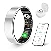 prxxhri Smart Health Ring, Featuring Stress and Sleep Monitoring Functions, Compatible with iOS and Android,Waterproof Fitness Tracker for Women & Men, No Subscription Fee. (Silver, 9)