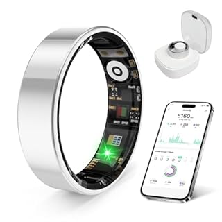 prxxhri Smart Health Ring, Featuring Stress and Sleep Monitoring Functions, Compatible with iOS and Android,Waterproof Fitness Tracker for Women & Men, No Subscription Fee. (Silver, 9)