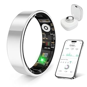Smart Health Ring, Featuring Stress and Sleep Monitoring Functions, Compatible with iOS and Android, Waterproof Fitness Tracker for Women & Men, No Subscription Fee. (Silver, 10)