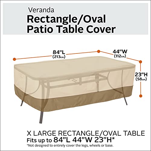 Classic Accessories Veranda Water-Resistant 84 Inch Rectangular/Oval Patio Table Cover, Outdoor Table Cover #TOP1