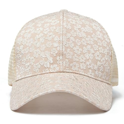 Gorra de béisbol para mujer con diseño de malla y visor floral miniatura 2