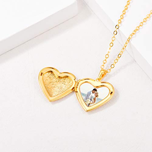 Custom4U Photo Locket Neckalce Customizable Heart Necklaces With Picture Custom Gold Heart Chain Memory Jewelry For Women #TOP7